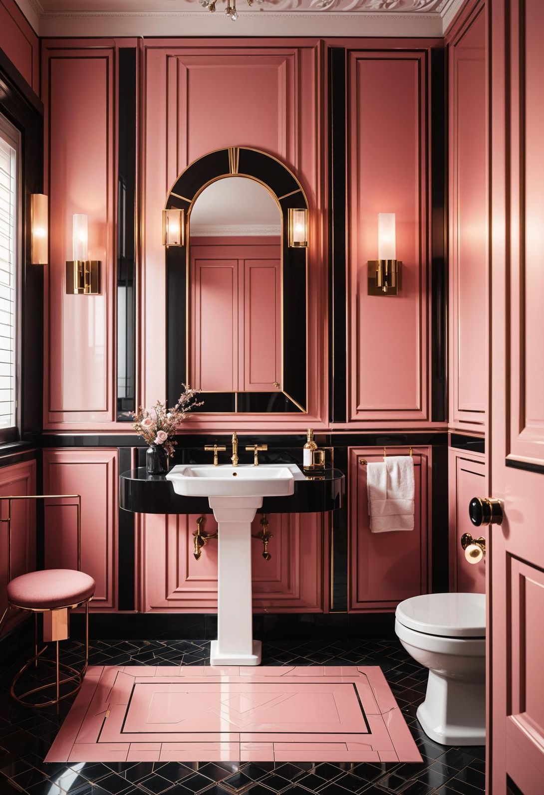 7. Bold Pink and Black Bathroom Style - photo 2