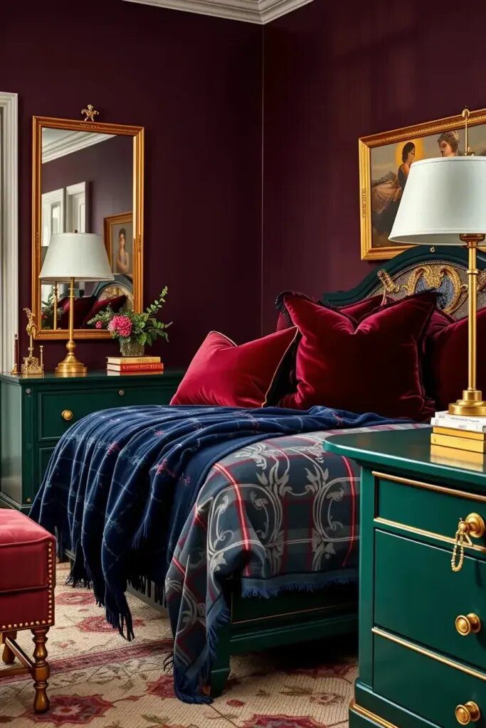 Bold Color Palettes: Burgundy, Navy, Hunter Green, and Gold