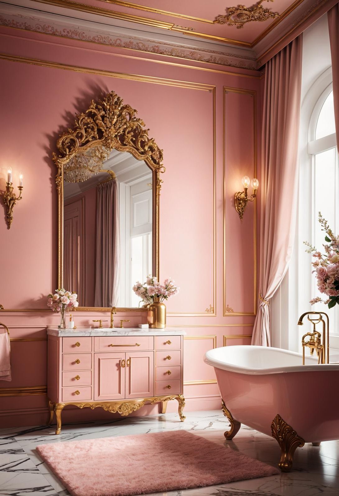5. Chic Pink and Gold Decor
