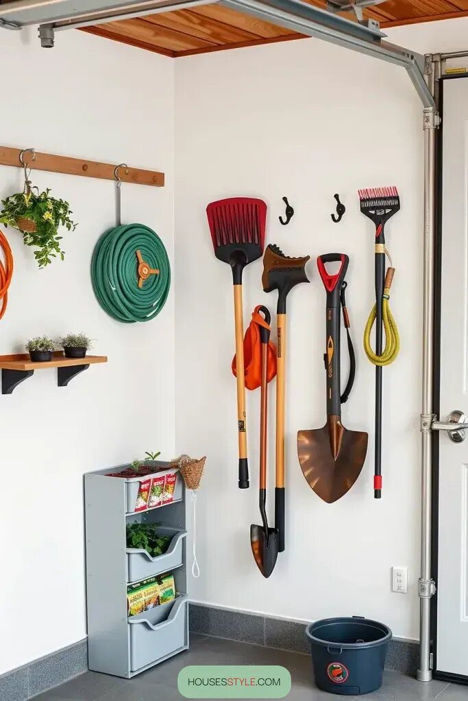 Build a Garden Tool Corner with Hooks and Hoses