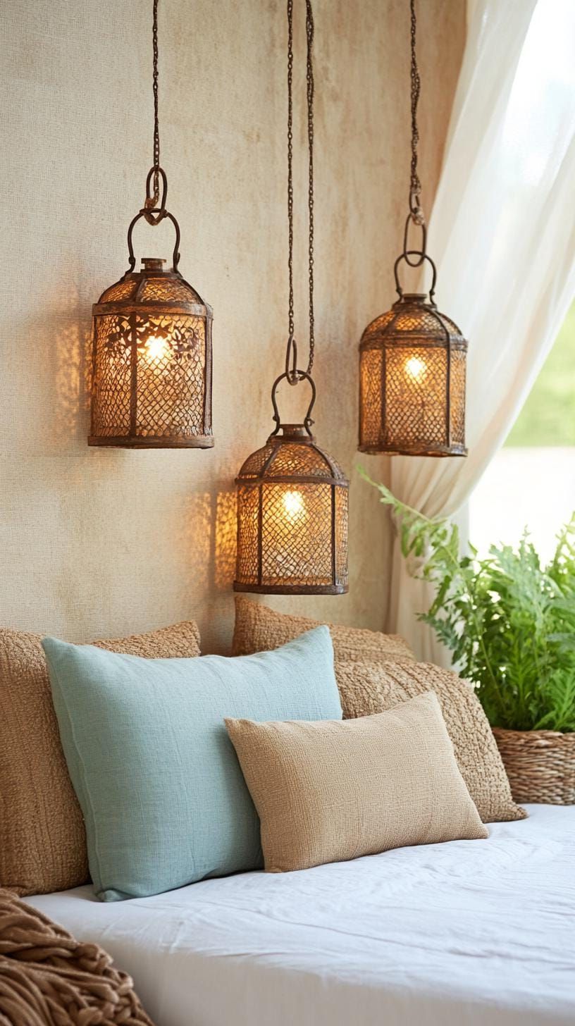 9. Hang Pendant Lights From Upcycled Metal