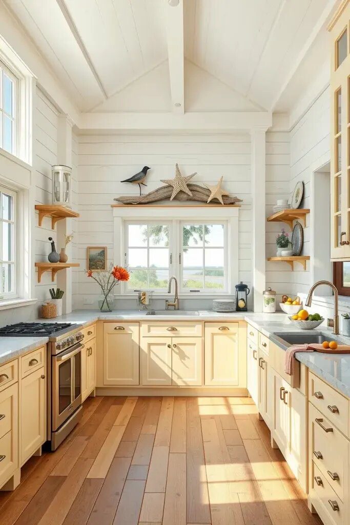 Yellow Cabinets in Sunny Coastal Kitchen Designs