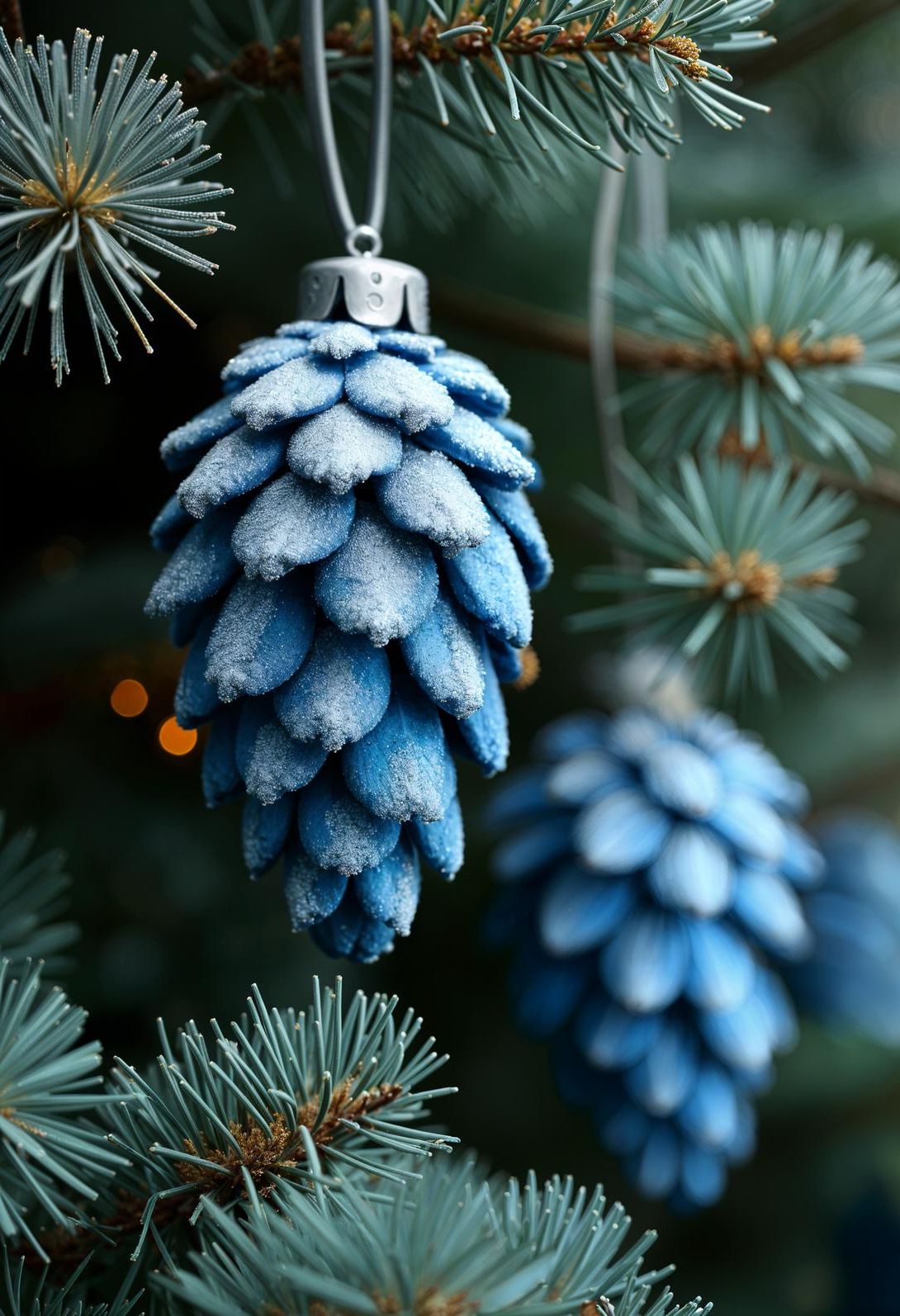 9. Frosty Blue Pinecone Ornaments - photo 2