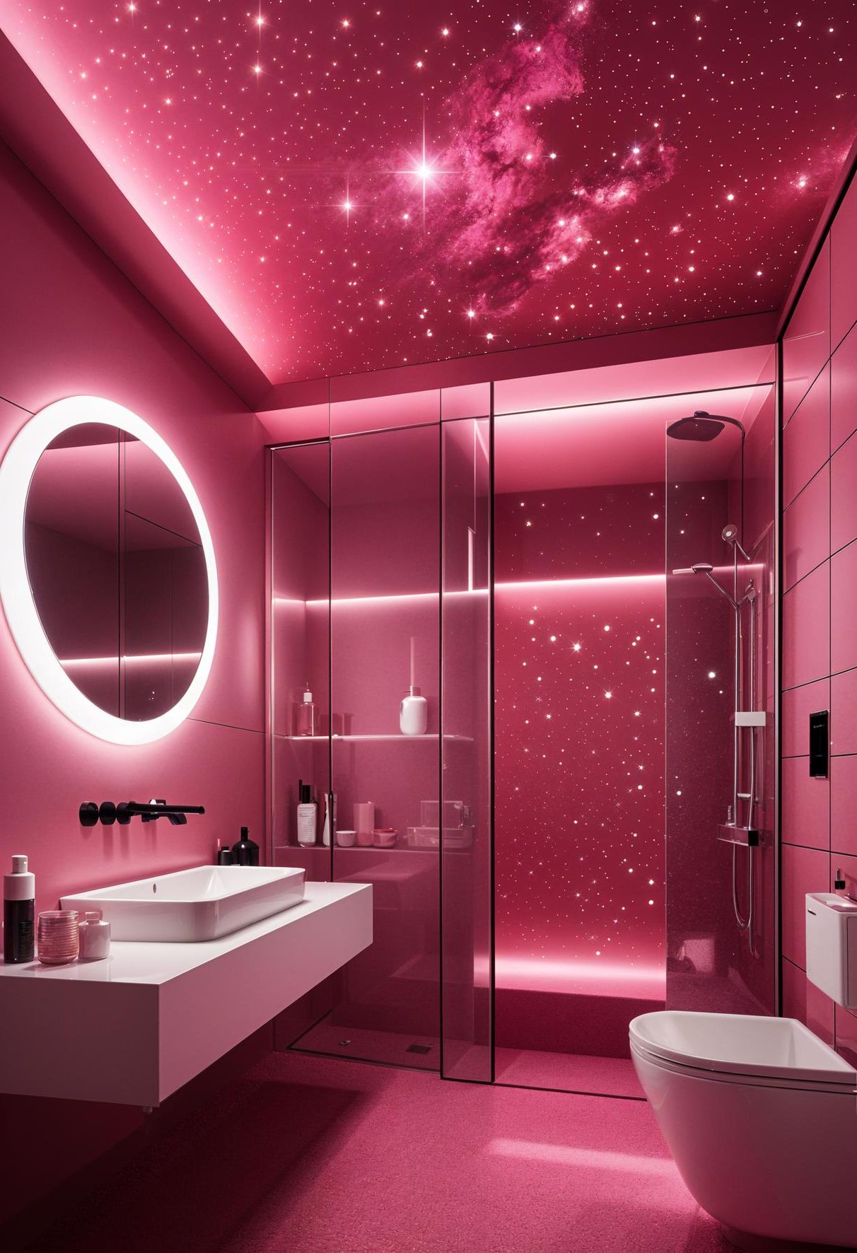 20. A Starry Night Ceiling in Pink