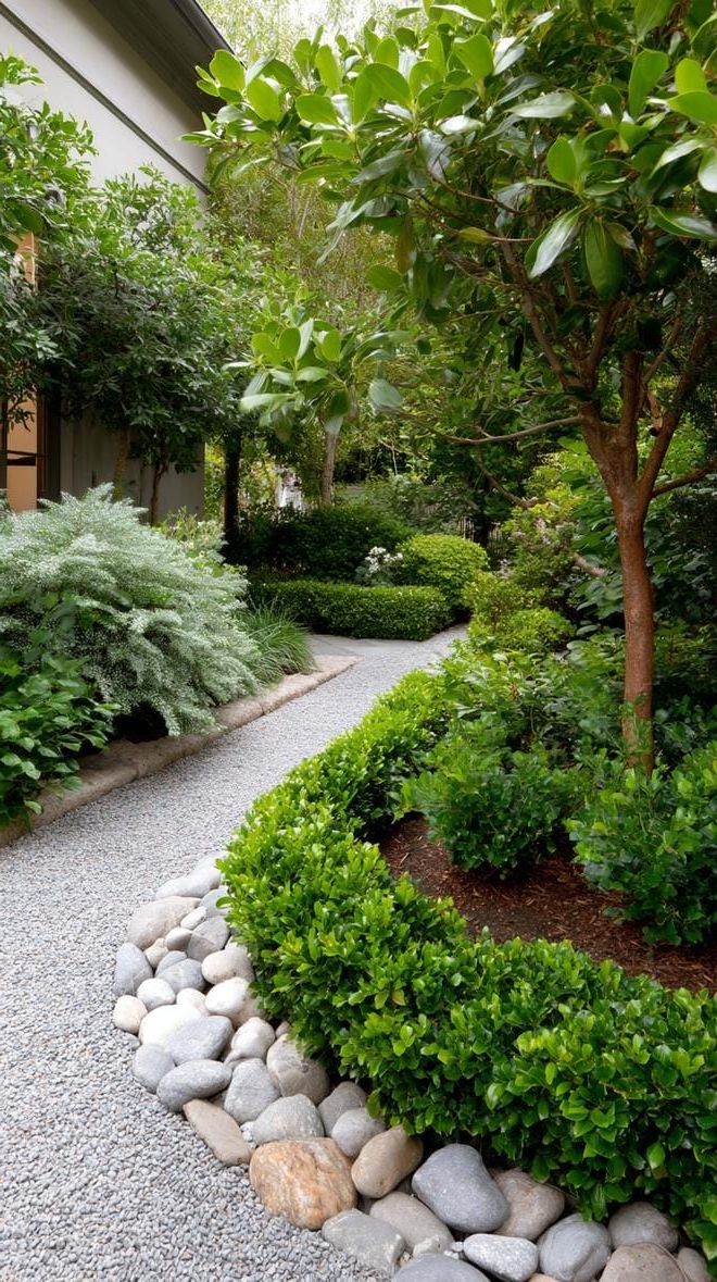 31. Small Bushes Framing a Pebble Border Curve - photo 2