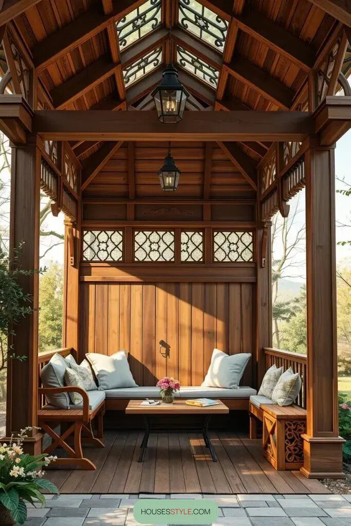Warm Wood Paneling For Added Structure