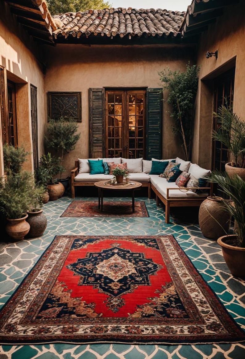 3. Boho Patio Rug Layering - photo 3