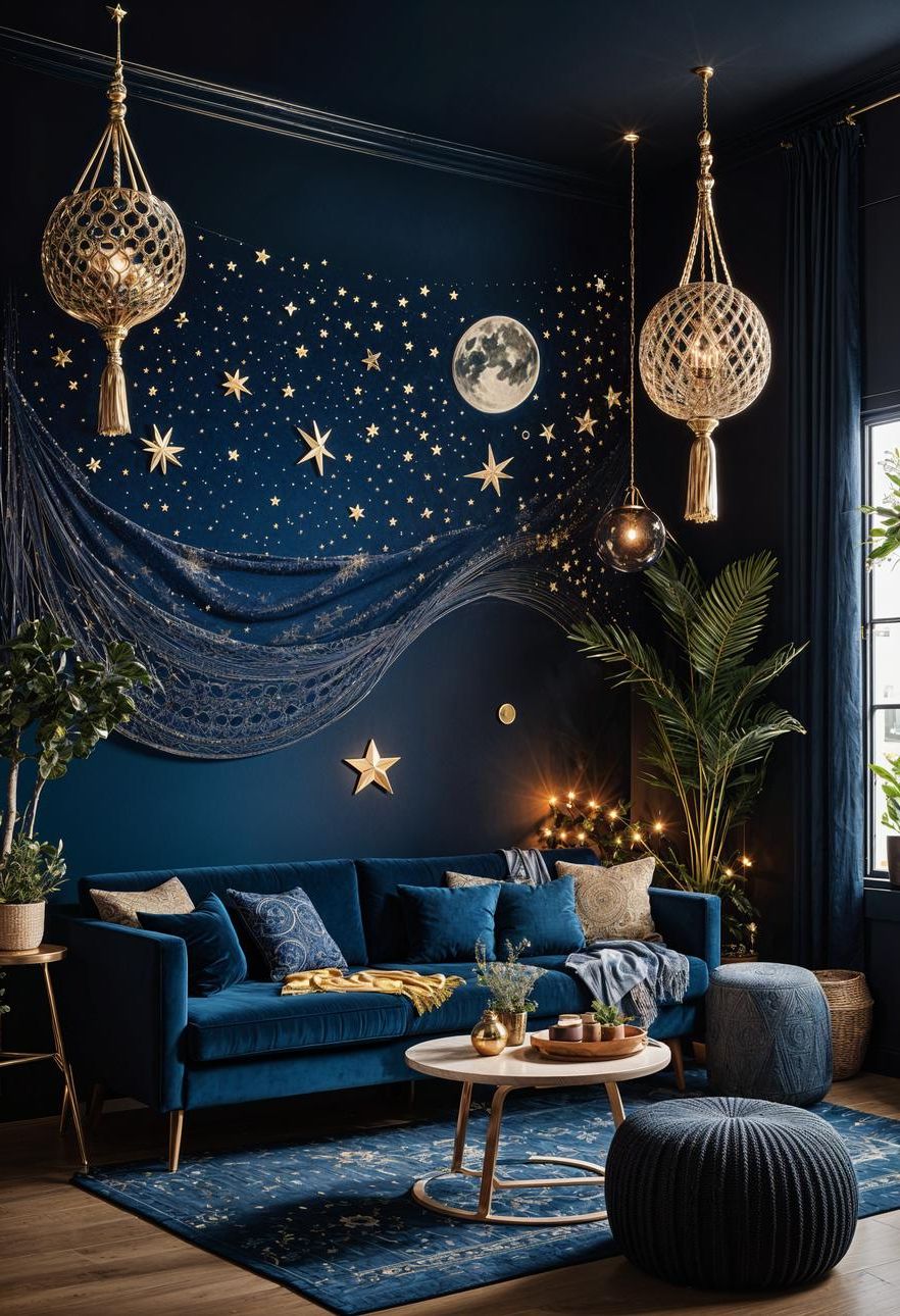 15. Celestial-Themed Boho Living Room - photo 3