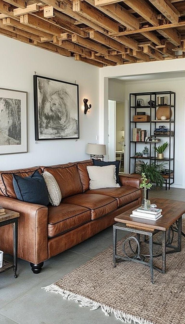 8. Distressed Leather Sofa