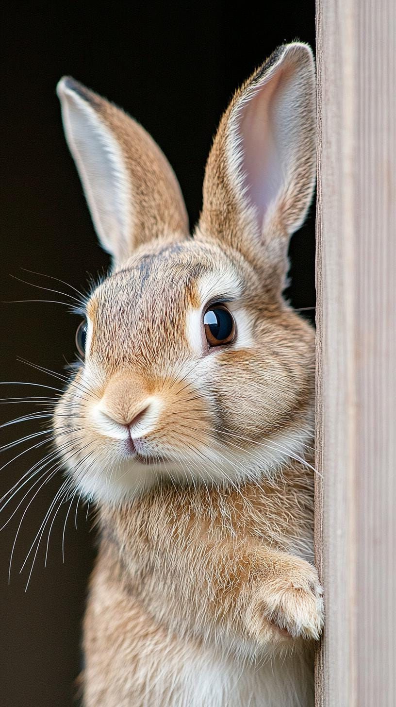 4. Realistic Bunny Peeking Behind A Wall - photo 3