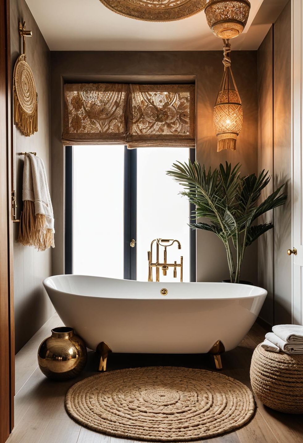 13. Boho Luxe Bathroom Style