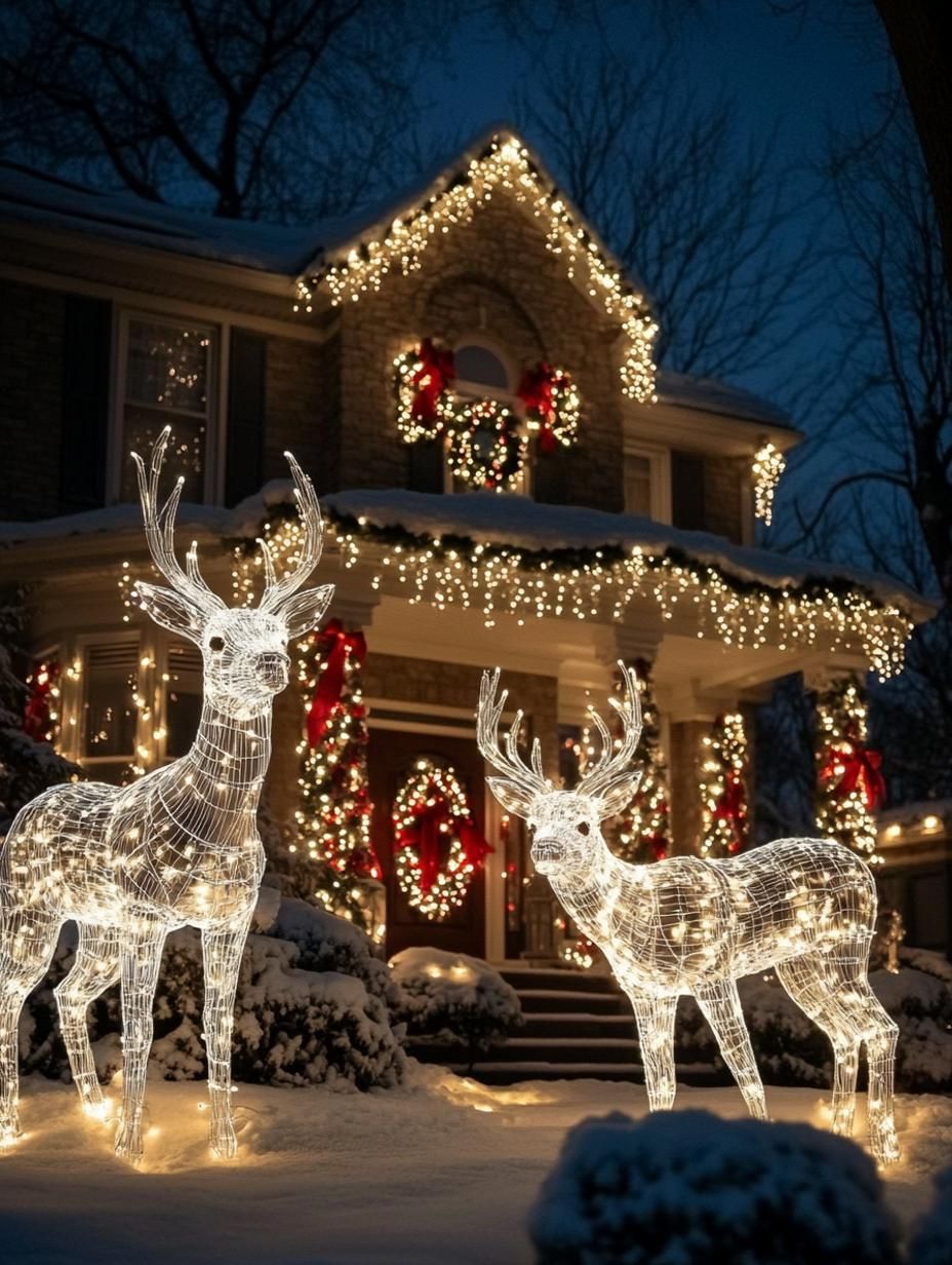 6. Lighted Wire Reindeer for Yards
