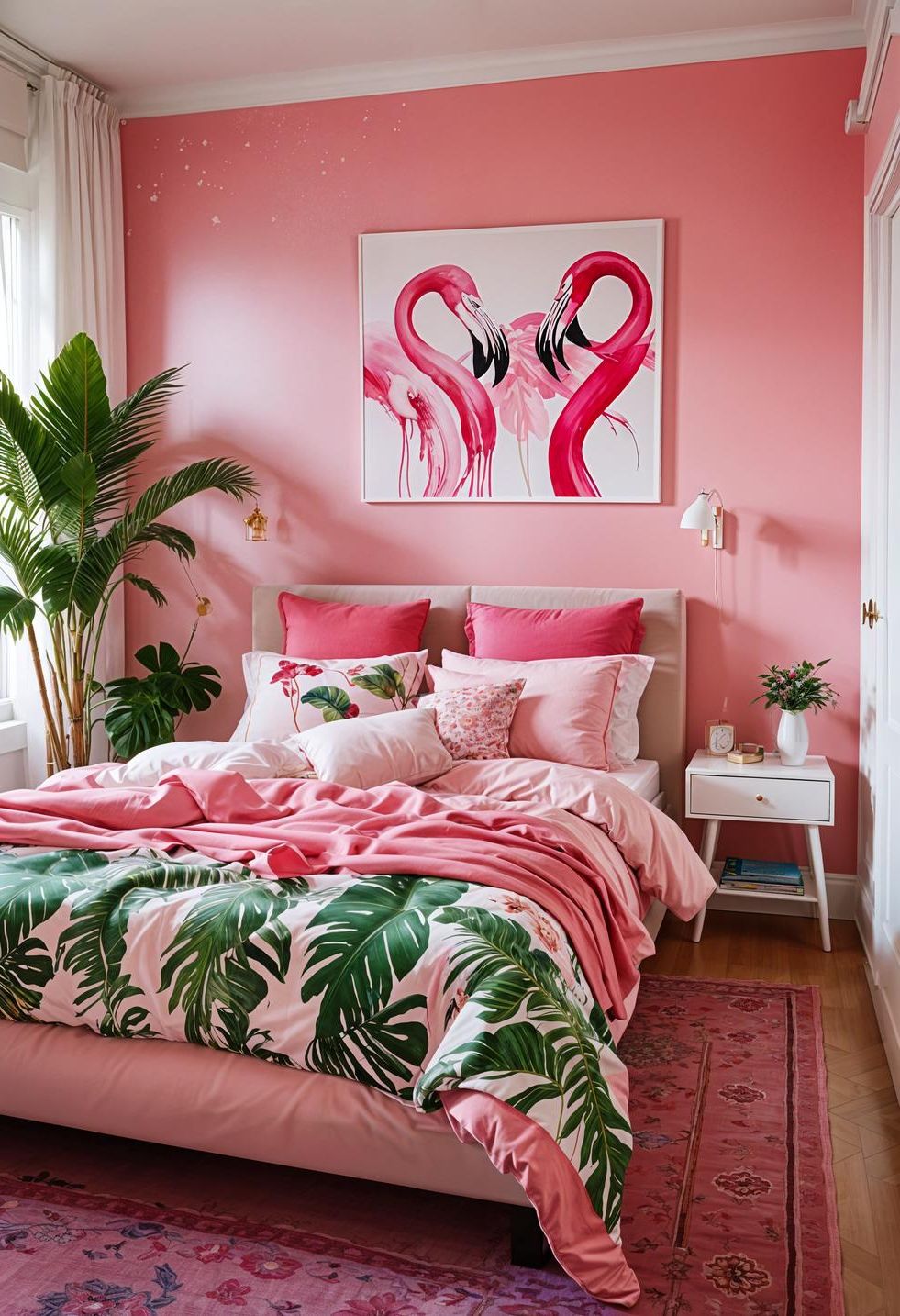 5. Flamingo-Themed Coastal Bedroom Look - photo 3