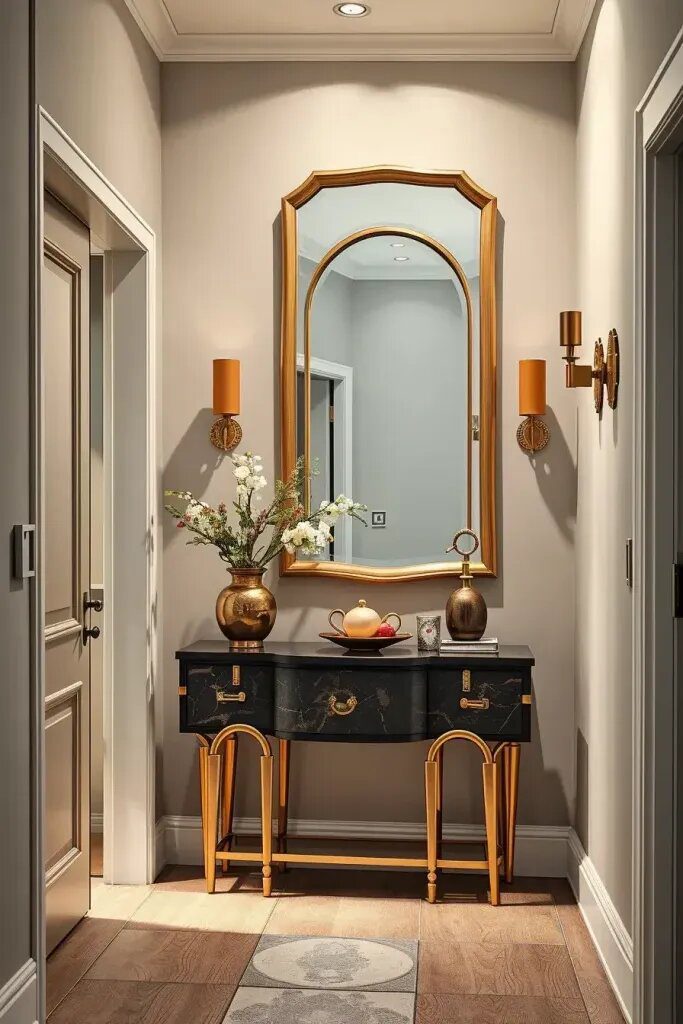 Metal Accents for a Modern Hallway Look