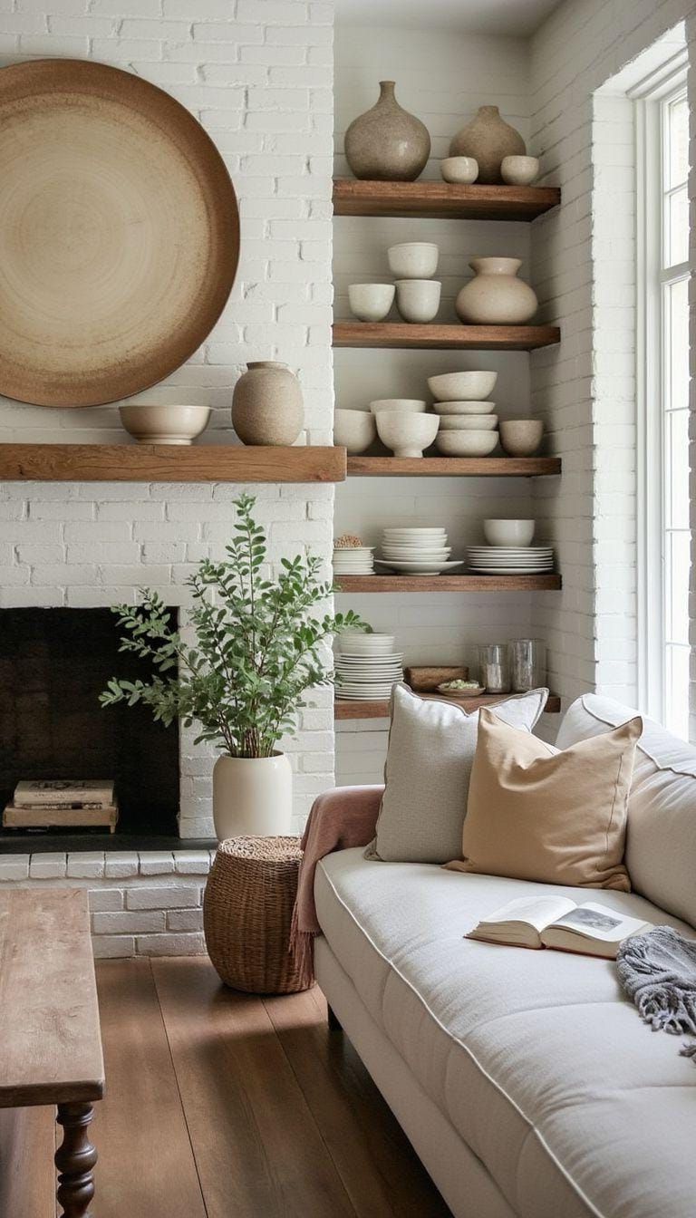 22. Open Shelving Styled with Artisan Pottery - photo 3
