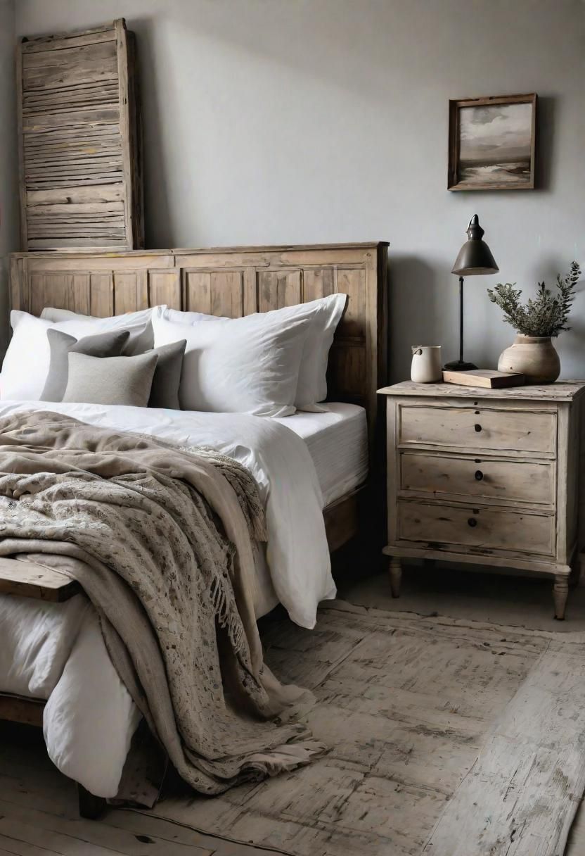 26. Calm Distressed-Wood Bedroom Decor