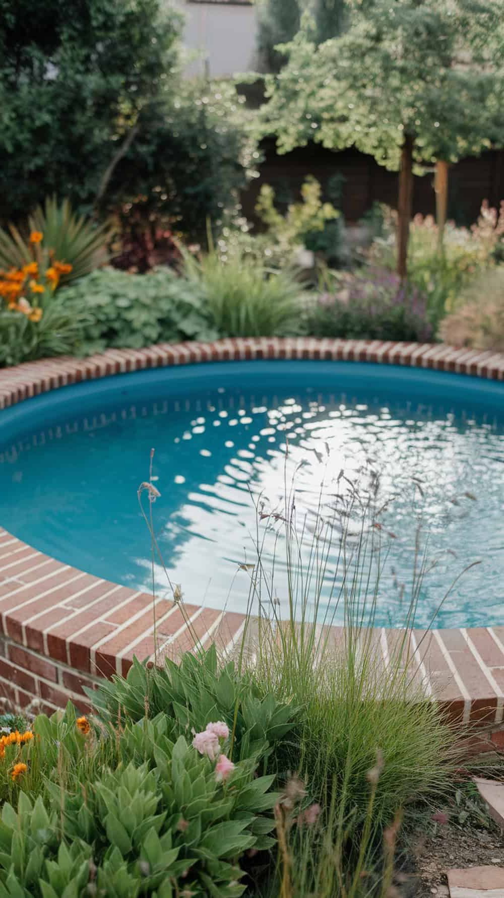 Brick-Edged Pool With Cozy Charm