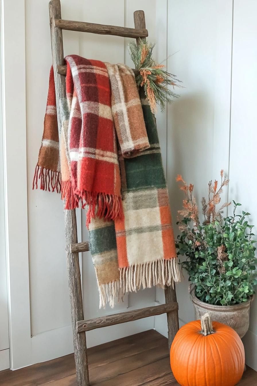 10. Displaying Blankets on a Ladder