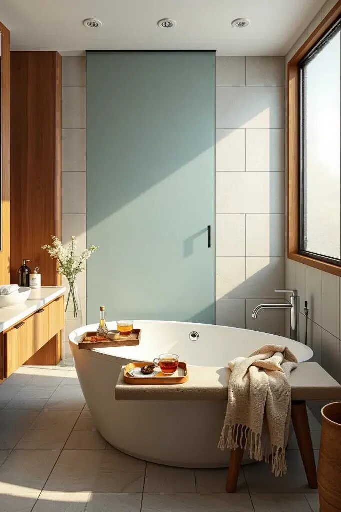 Add A Bench Or Chaise For Lounging After The Bath