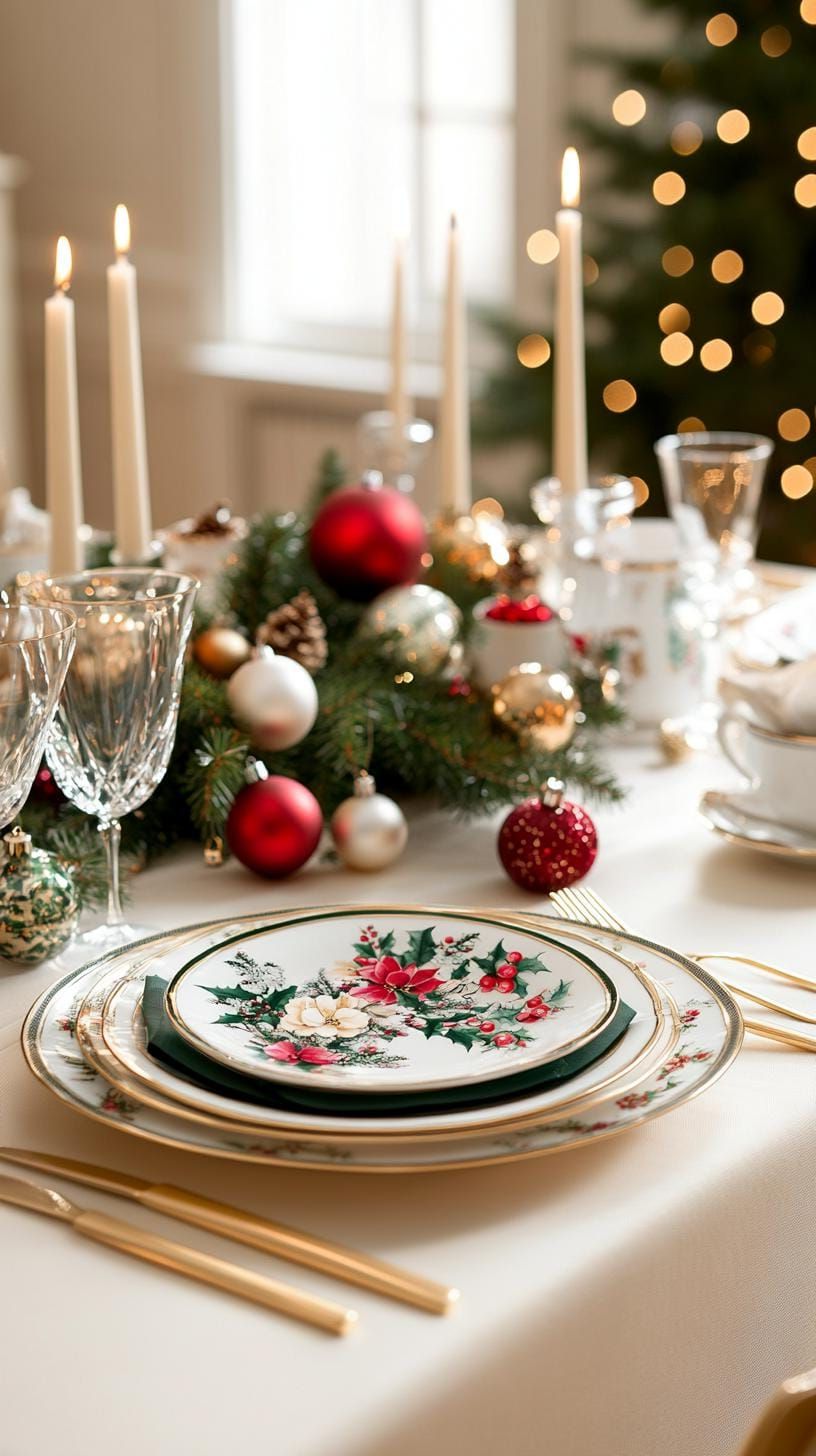 14. Refined Table with Gold Chargers and Vintage Ornaments - photo 2