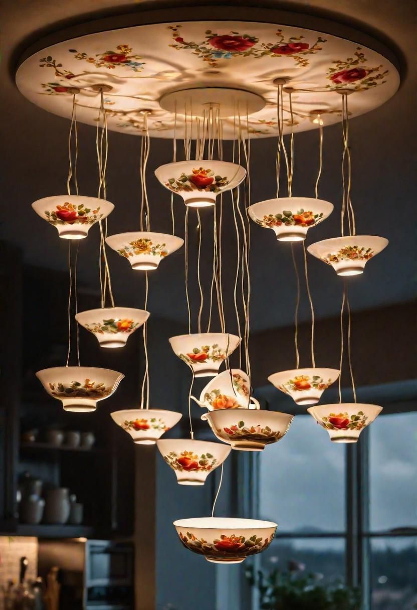 31. Whimsical Teacup Chandelier Design
