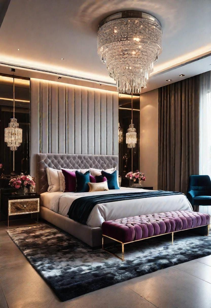 15. Glamorous Bedroom With Crystal Fixtures - photo 2