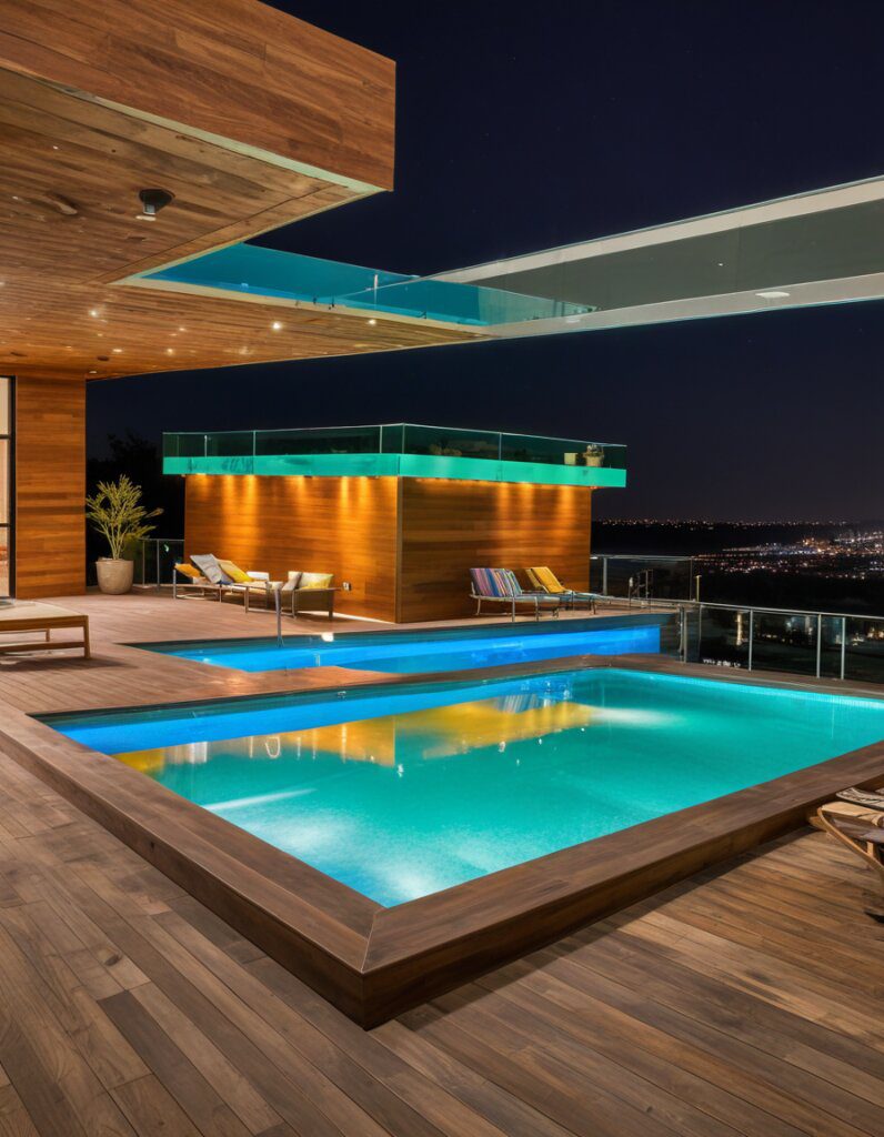 Colorful Pool Lighting with Rainbow Spotlights