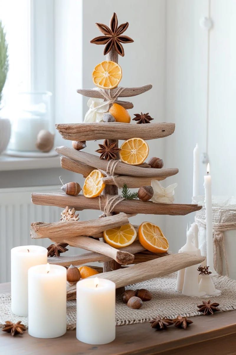 20. Driftwood tree with dried citrus and star anise