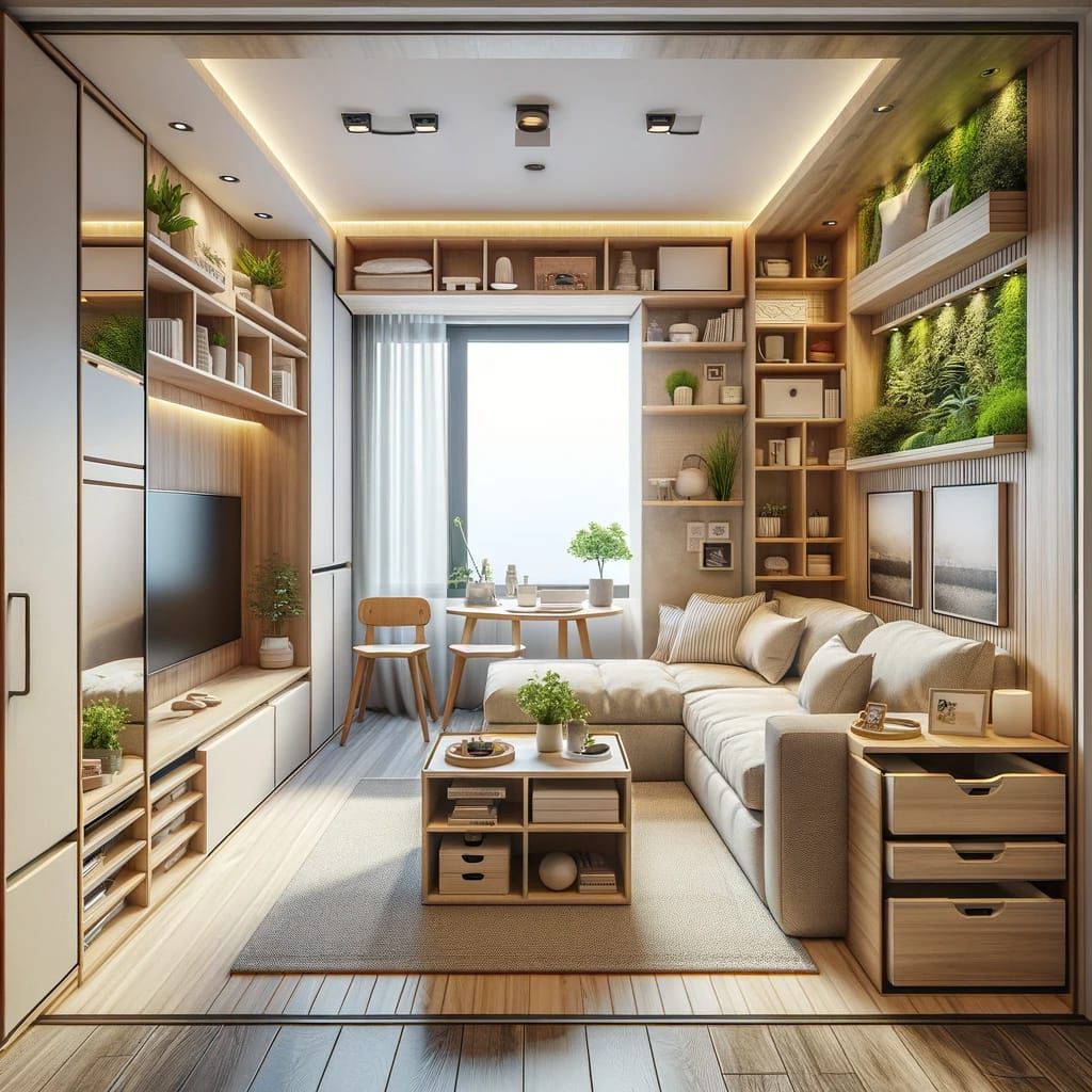 26. Blending Storage and Living Space With Natural Accents