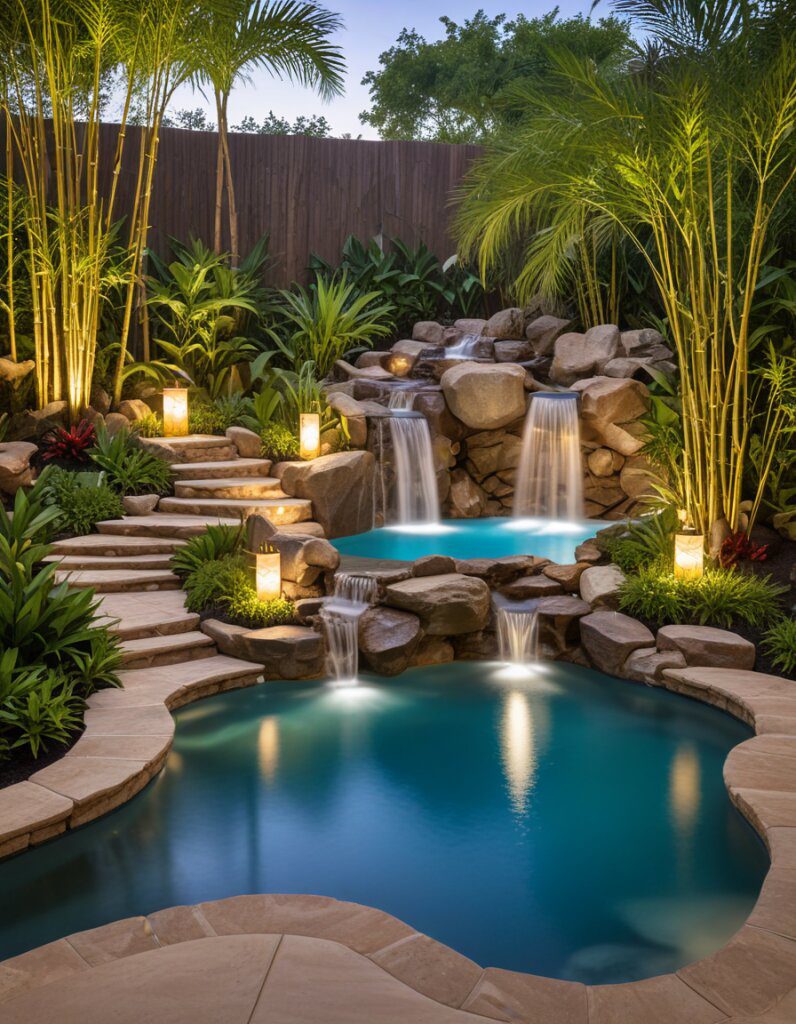 Discover our amazing outdoor pools with beautiful cascading waterfalls