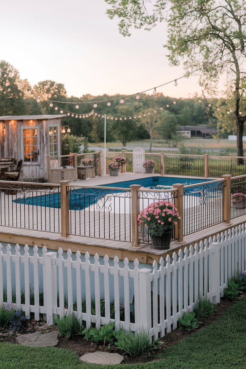 8. Farmhouse Deck With Fenced Border