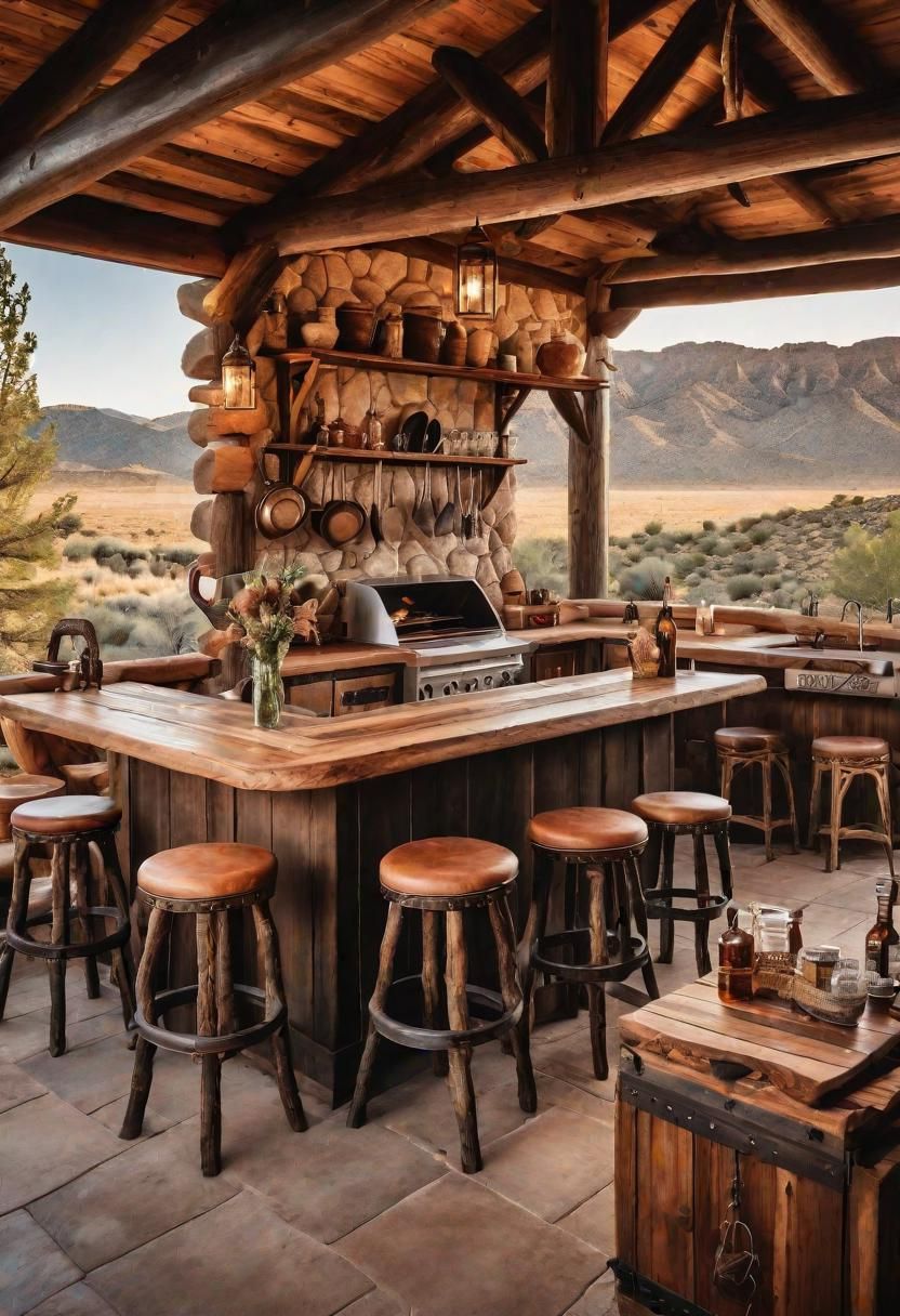 12. Saloon-Style Antler Outdoor Kitchen