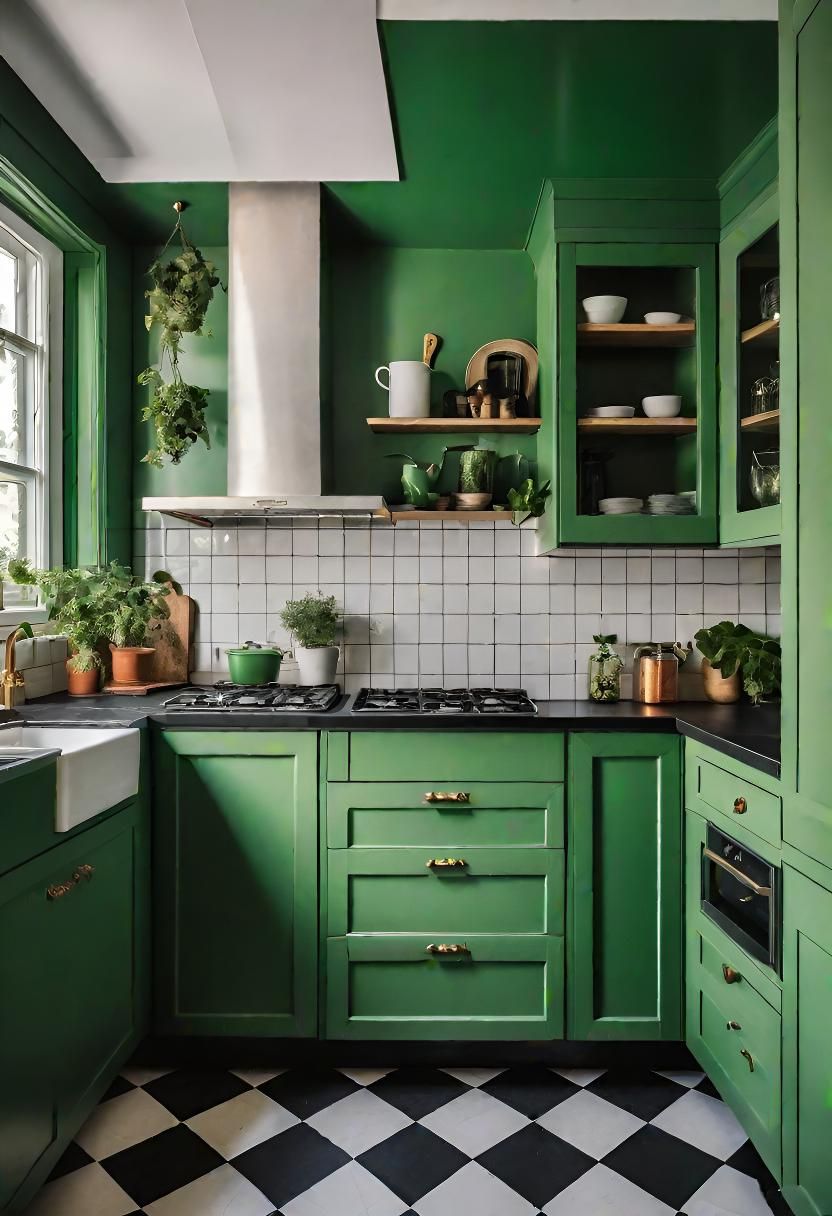 18. Bold Green Kitchen Design Ideas
