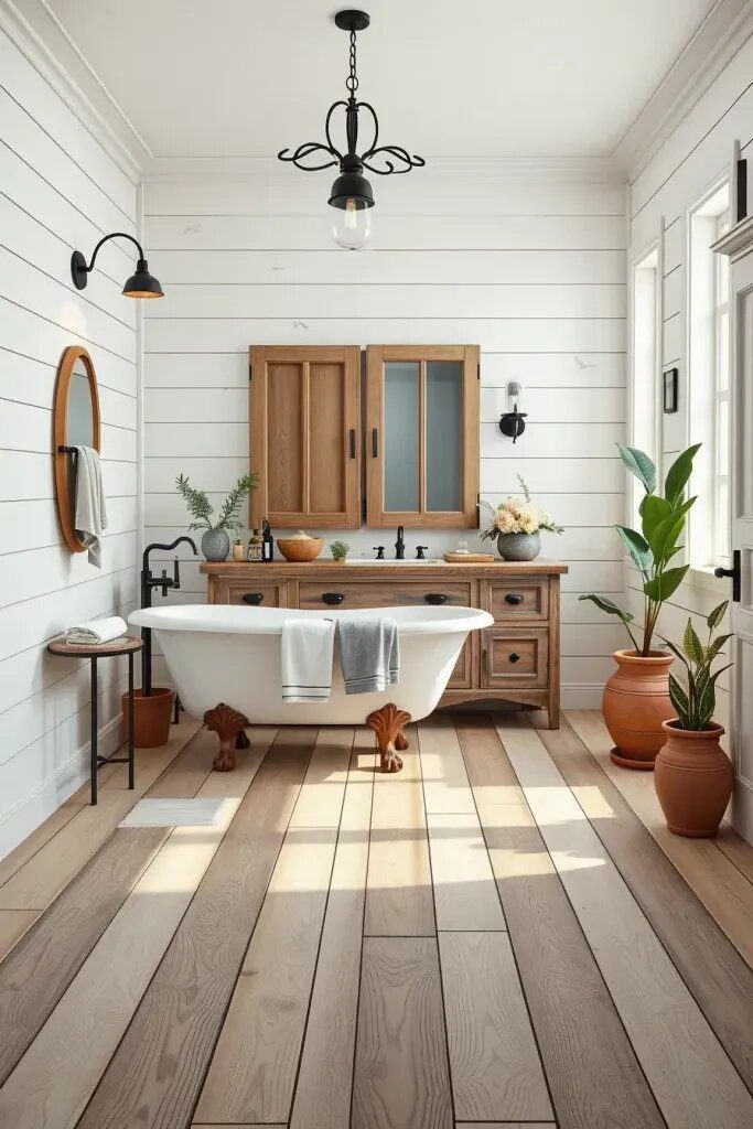 Cozy Farmhouse Bathrooms with Rustic Wood Tile - photo 2