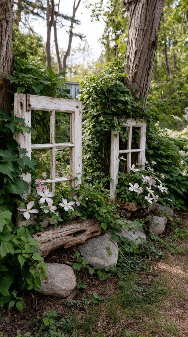 5. Repurpose Window Frames as Vine Trellises