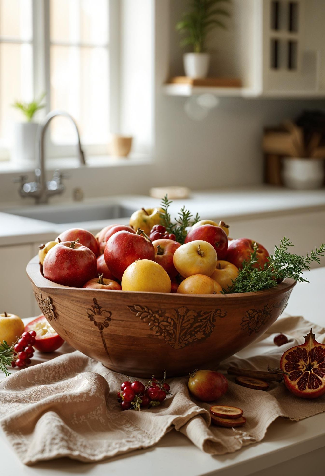 8. Styling Seasonal Fruit in a Wood Bowl