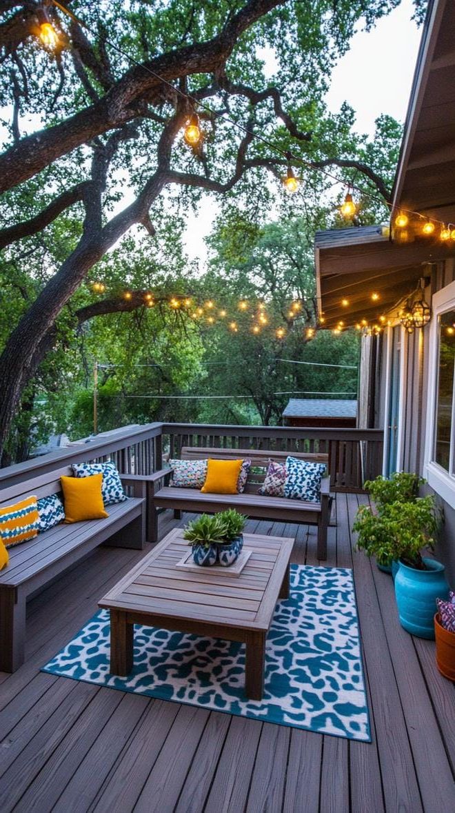 18. Wood Deck Patio Lit with String Lights - photo 3
