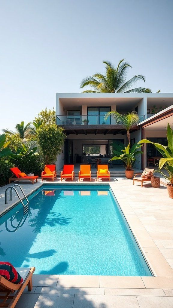 7. A Playful, Stylish Rectangle Pool Setup