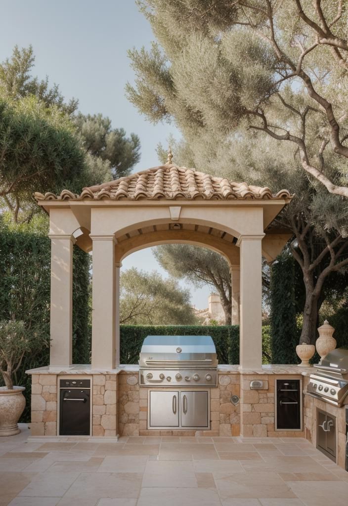 7. Marble-Top Outdoor Kitchen Design