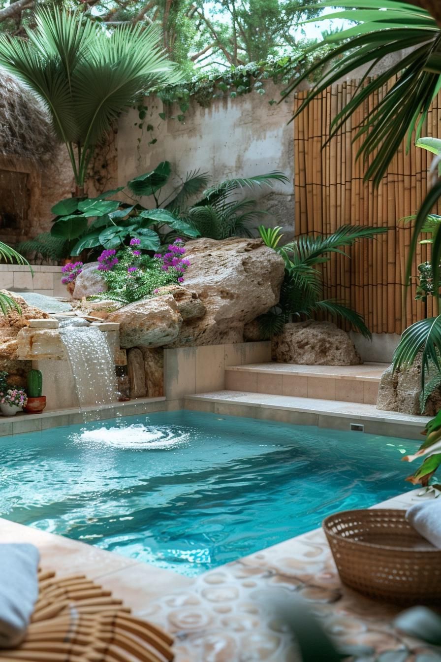 1. Green Oasis Retreat with Waterfall