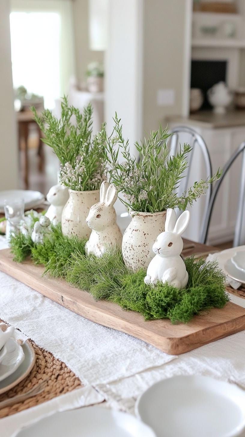 12. Farmhouse Centerpiece With Bunnies And Greenery - photo 2