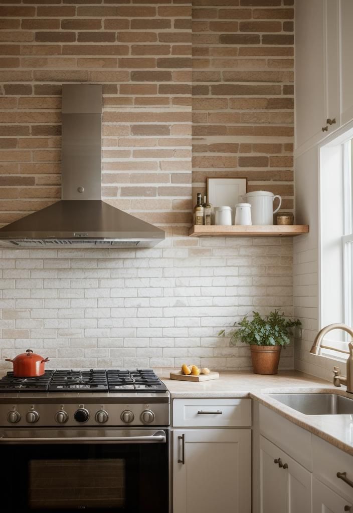 19. Faux Brick Kitchen Wallpaper Ideas - photo 3