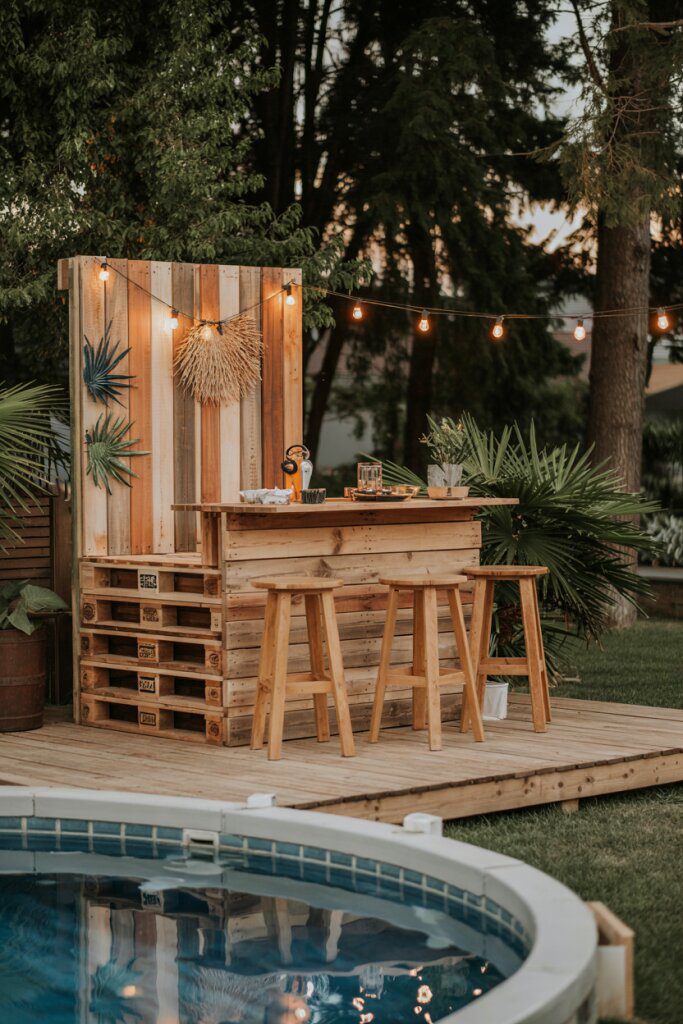 16. Rustic Bar Deck Built from Pallets
