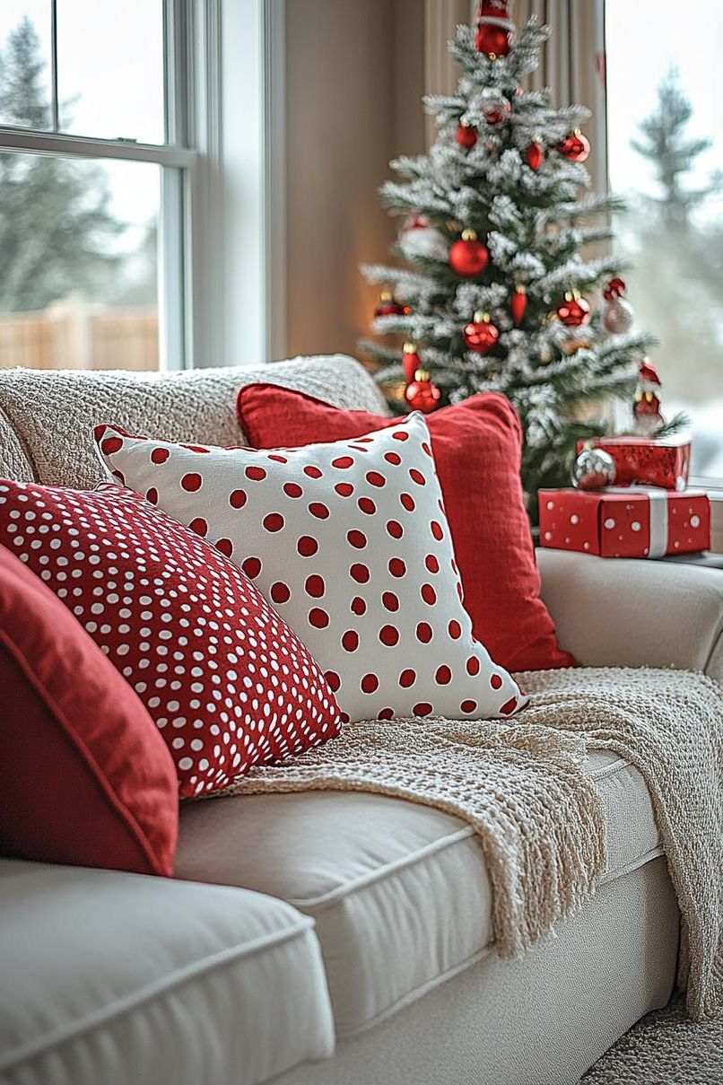 17. Polka Dot Pillow Ideas for Christmas