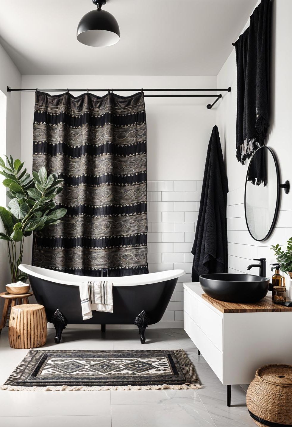 14. Bohemian Black Textile Accents