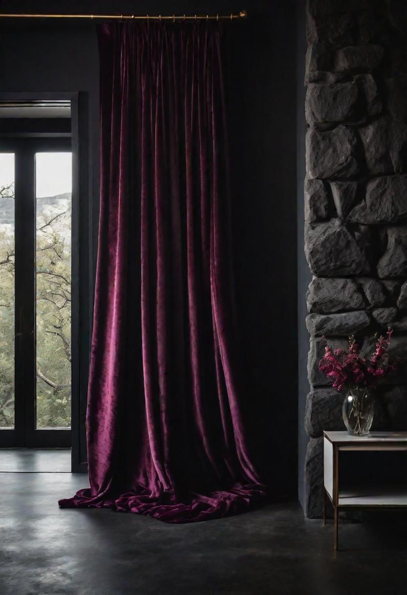 11. Plum Curtains Against Stone Walls