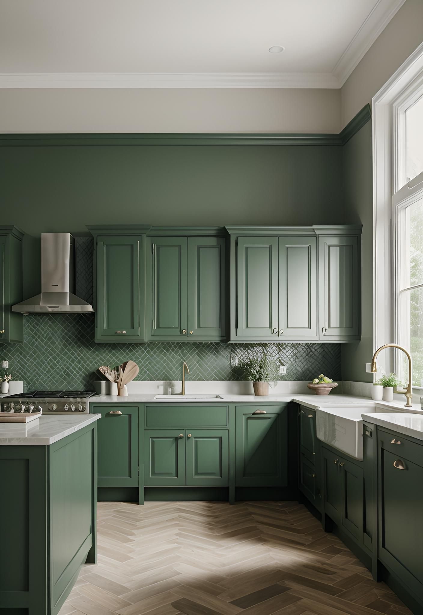 19. Lichen Green Cabinets in the Spotlight