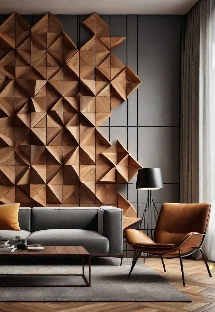 1. Geometric Wood Panels for a Bold Statement