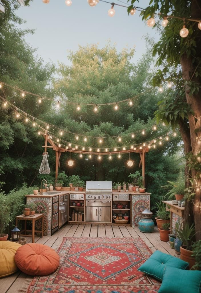 11. Bohemian-Style Outdoor Kitchen Ideas