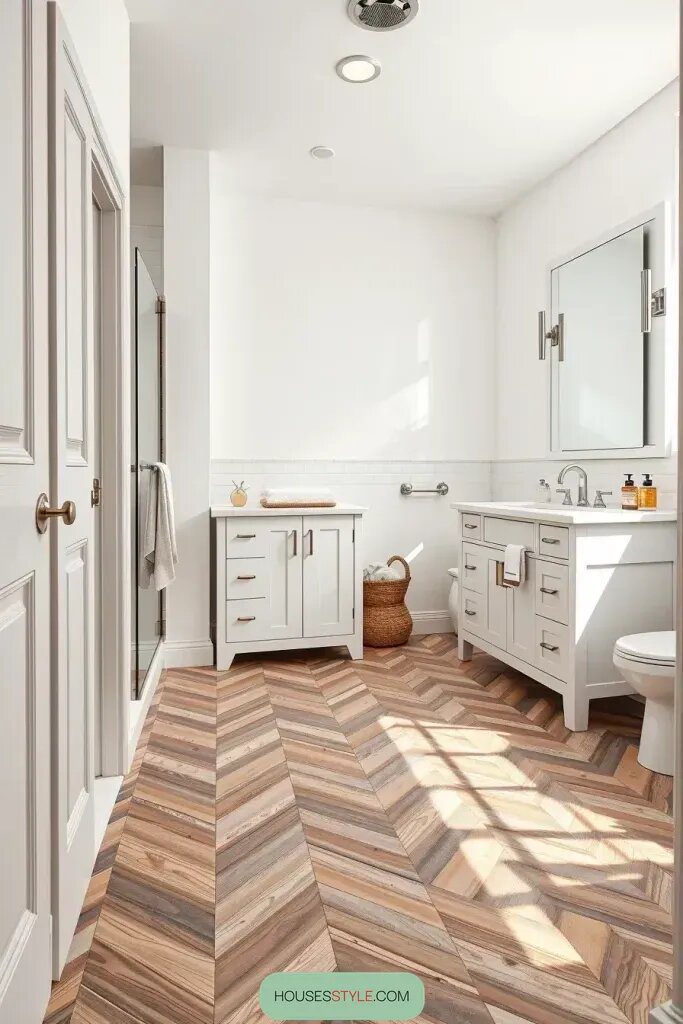 Chevron Patterns in Wood Tile Flooring